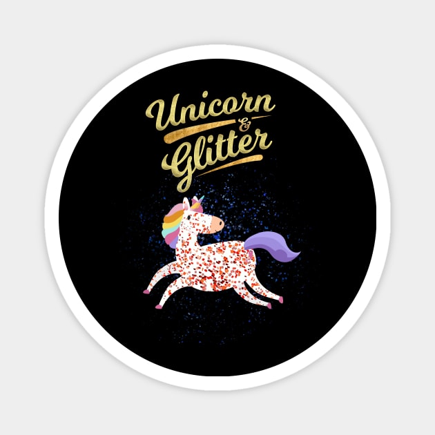 Glitter Unicorn Magnet by Imutobi